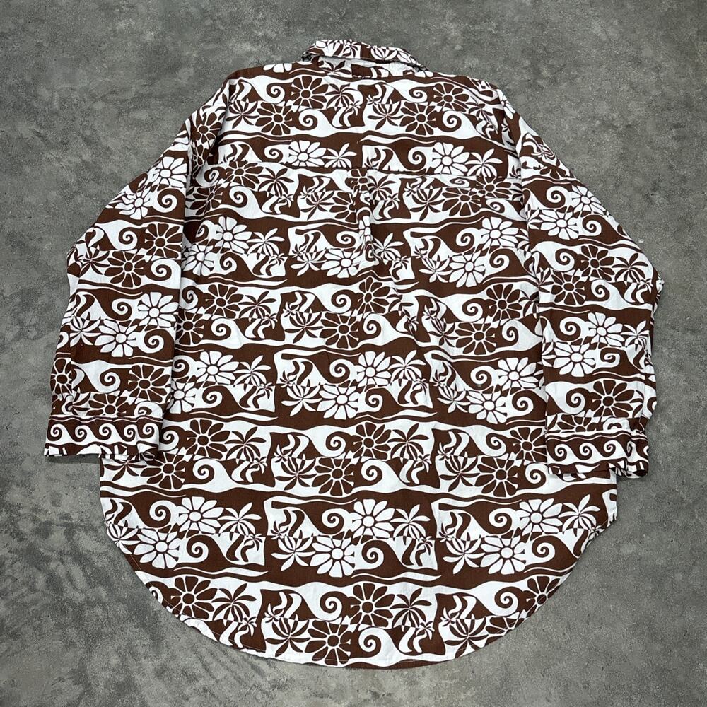 By Anthropologie Poplin Long Sleeve Button Down Shirt Oversized Printed Top Med - Picture 10 of 10